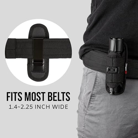 TH2 Flashlight Holster & TKH-S1 Stealth Keychain Ring Bundle for Duty Belt Pouch Stretchable Holder for Police Military Security Belt