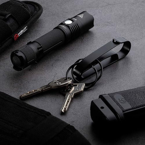 TH2 Flashlight Holster & TKH-S1 Stealth Keychain Ring Bundle for Duty Belt Pouch Stretchable Holder for Police Military Security Belt