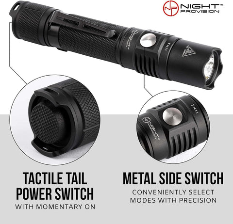 TX11 Tactical Flashlight & TH2C Premium Holster w/ USB-C Rechargeable Battery Luminus 1600 Lumens LED For Police Security Military Grade Brightest Tac Flashlights - Complete Tactical Edition