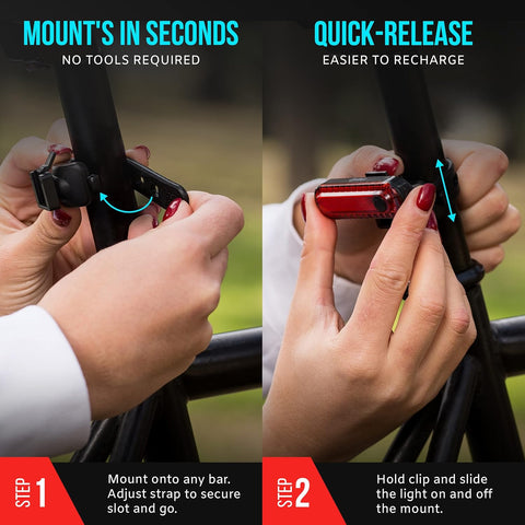 KIT-R1 LED Bike Tail Light 2 Pack USB-C Rechargeable 330mAh Longer Run-time Rear Cycling Safety Flashers Blinkers 4 Modes (RED & RED)