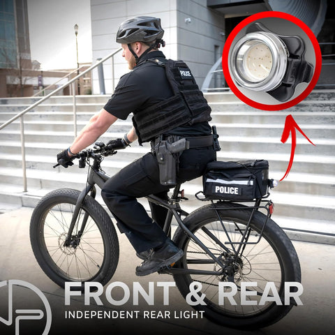 PS1200-ZRN: RED/BLUE FRONT & OPTIKS-P220 REAR W/ZIREN-140DB BIKE HORN - FOR PROFESSIONAL USE ONLY