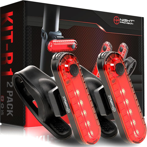 KIT-R1 LED Bike Tail Light 2 Pack USB-C Rechargeable 330mAh Longer Run-time Rear Cycling Safety Flashers Blinkers 4 Modes (RED & RED)