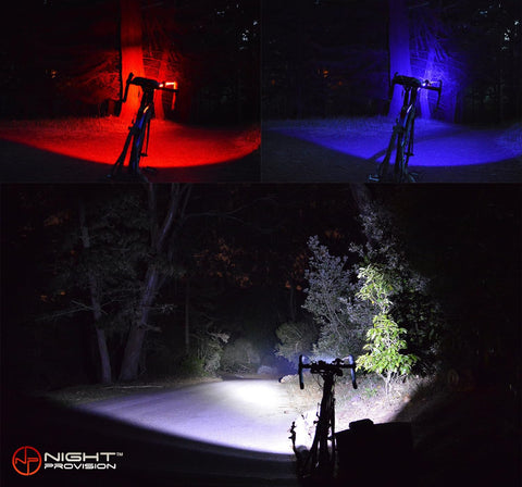 PS1200-ZRN: RED/BLUE FRONT & OPTIKS-P220 REAR W/ZIREN-140DB BIKE HORN - FOR PROFESSIONAL USE ONLY