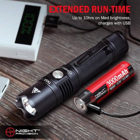 TX11 Tactical Flashlight & TH2C Premium Holster w/ USB-C Rechargeable Battery Luminus 1600 Lumens LED For Police Security Military Grade Brightest Tac Flashlights - Complete Tactical Edition