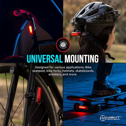 KIT-R1 LED Bike Tail Light 2 Pack USB-C Rechargeable 330mAh Longer Run-time Rear Cycling Safety Flashers Blinkers 4 Modes (RED & RED)