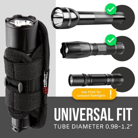 TH2 Tactical Flashlight Holster Metal Belt Clip for Duty Belt Pouch Stretchable Holder for Police Military Security Belt