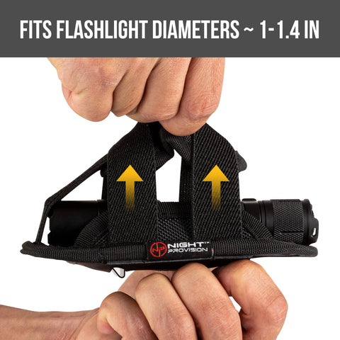 TH2C Tactical Flashlight Holster Closed-end with Metal Belt Clip for Duty Belt Pouch Stretchable Holder for Police Military Security Belt