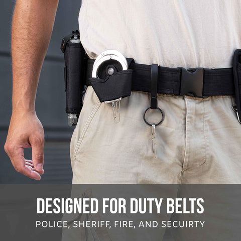 Stealth Tactical Key Ring Holder for Duty Belts, Quick Release Key Clip Stainless Steel w/2 XL Detachable Key Rings Max 2.25" Belt for Police, Correctional, Fire Dept.