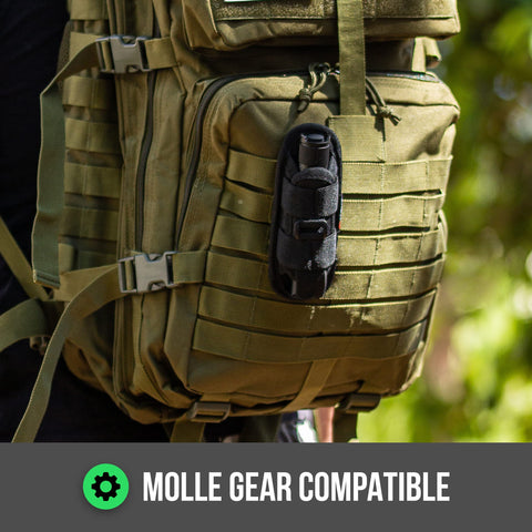 TH2C Tactical Flashlight Holster Closed-end with Metal Belt Clip for Duty Belt Pouch Stretchable Holder for Police Military Security Belt