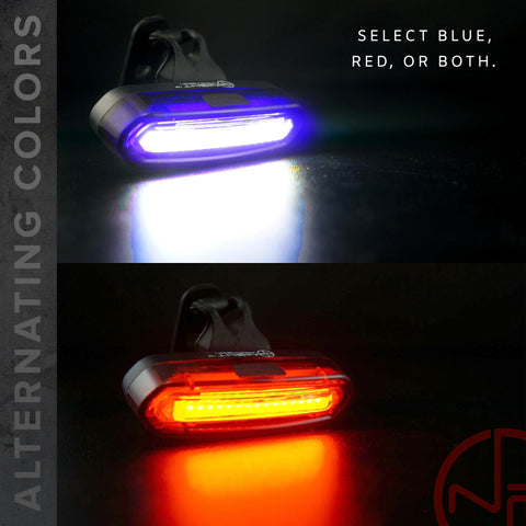 PSR-120 POLICE PATROL RED/BLUE STROBE BIKE LIGHT - ALTERNATING 120 LUMENS - RECHARGEABLE COB LED - FOR PROFESSIONAL USE ONLY