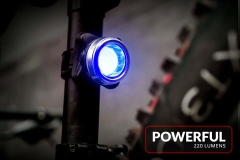 OPTIKS-BLUE Rear Bike Light: 220 Lumens - USB Rechargeable - 10hr Max - Water Resistant - 5 Modes - Blue LED - Back Lights for Bicycles Seat Post