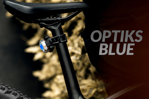 OPTIKS-BLUE Rear Bike Light: 220 Lumens - USB Rechargeable - 10hr Max - Water Resistant - 5 Modes - Blue LED - Back Lights for Bicycles Seat Post