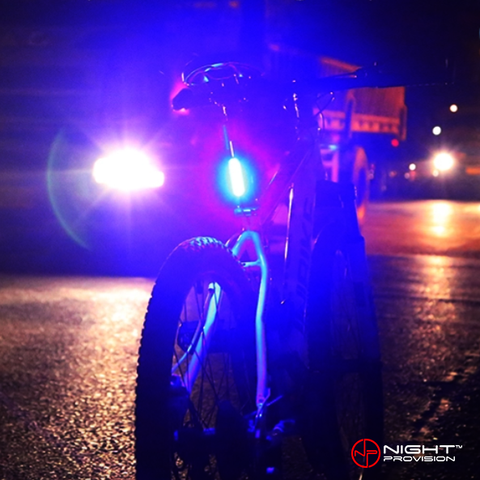 PSR-120 POLICE PATROL RED/BLUE STROBE BIKE LIGHT - ALTERNATING 120 LUMENS - RECHARGEABLE COB LED - FOR PROFESSIONAL USE ONLY