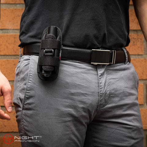 TH1 TACTICAL FLASHLIGHT HOLSTER DUTY BELT POUCH STRETCHABLE ROTATABLE CLIP 360 DEGREE HOLDER FOR POLICE MILITARY SECURITY BELT