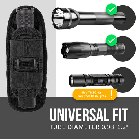TH1 TACTICAL FLASHLIGHT HOLSTER DUTY BELT POUCH STRETCHABLE ROTATABLE CLIP 360 DEGREE HOLDER FOR POLICE MILITARY SECURITY BELT