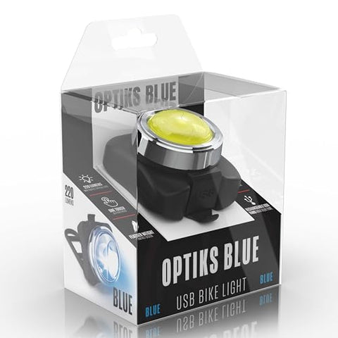 PS1200 Front & OPTIKS 210 Rear Police Patrol Bike Light - Red/Blue Strobe LED - Rechargeable - Water Proof - 5 Modes