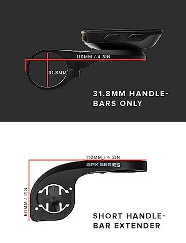 Night Provision GPX Series Bike Computer Mount, Bicycle Mount for Garmin Edge 25 130 200 500 510 520 530 800 810 820 830 GPS Computer, Out Front 31.8mm Handlebar, Quarter Turn & Twist