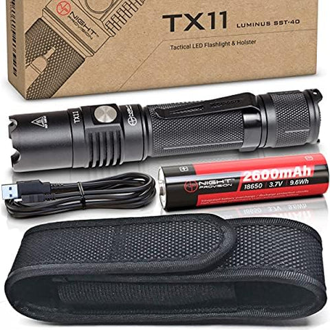 NIGHT PROVISION™ TX11 | TACTICAL FLASHLIGHT TORCH LUMINUS SST-40 1600 LUMEN LED & HOLSTER