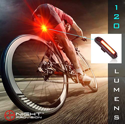 NIGHT PROVISION™ LINE 120R | REAR BICYCLE LIGHT MICRO USB RECHARGEABLE LED 120 LUMENS