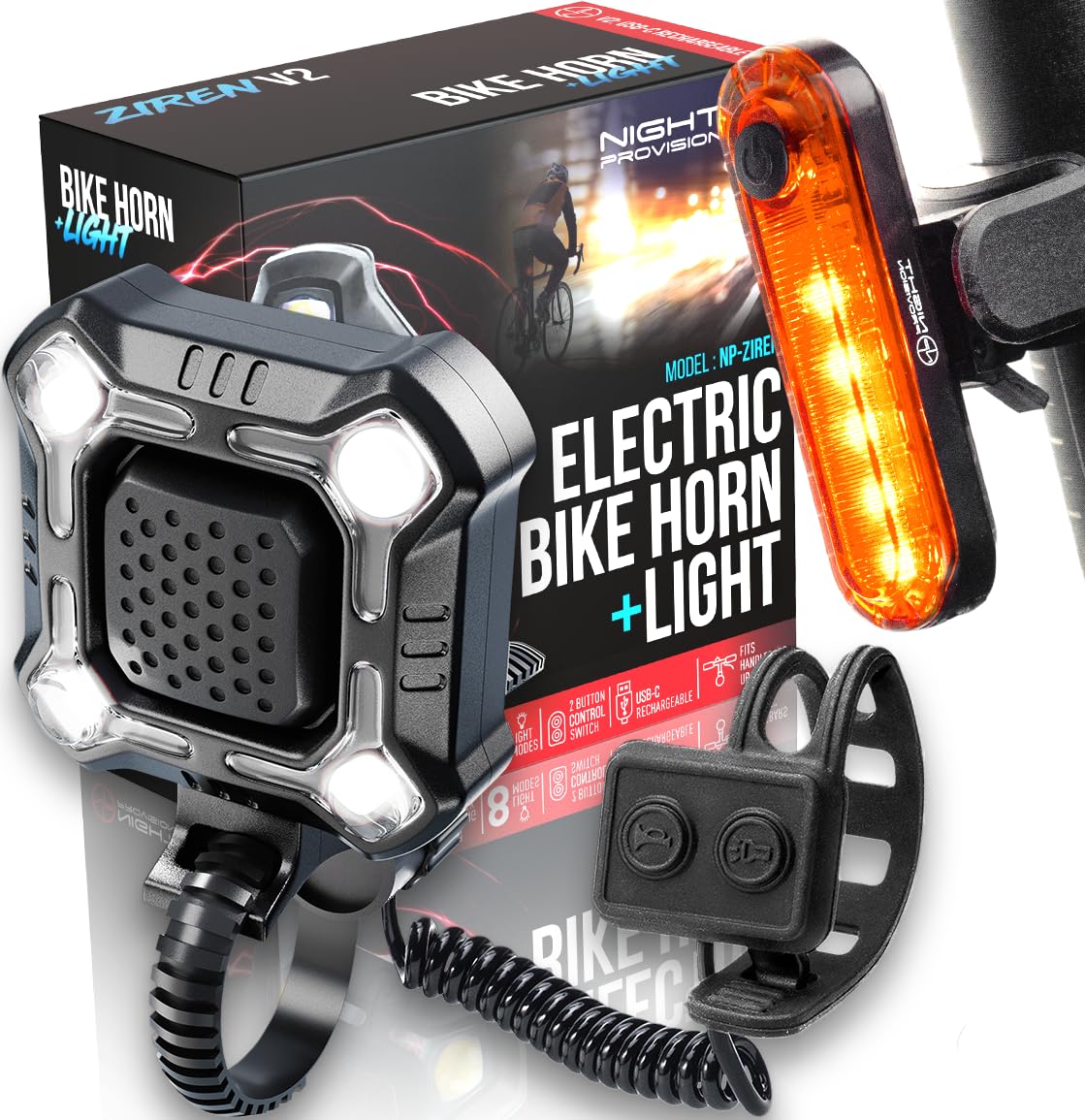 Usb Rechargeable Bicycle Cycle Horn Light Strauss Rechargeable
