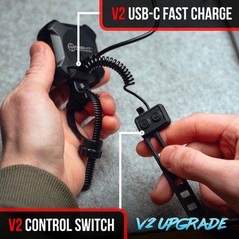 [NEW 2025] ZIREN-V2 High-Traffic Bike Horn Siren Bell & LED Light Super Loud Electric Alert New Control Switch USB-C Rechargeable IPX4 Front and Back Lights (Version 2)