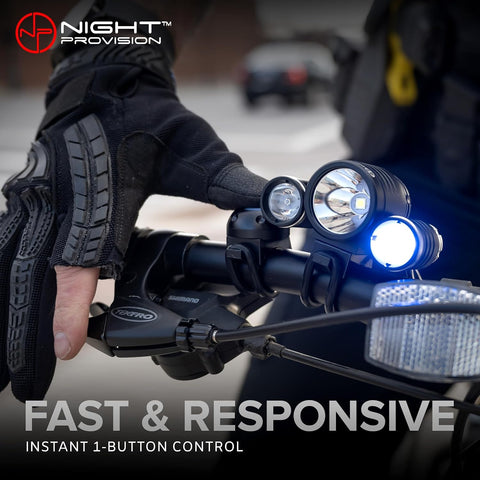 PS1200-BLUE Front & OPTIKS Rear Bike Light - 1200 Lumens White Headlight - 5 Modes - Blue LED - Rechargeable - Water Proof