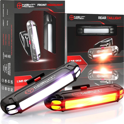 LINE-FRC FRONT & REAR BIKE LIGHT USB-C RECHARGEABLE LED BICYCLE LIGHTS SKATEBOARD LONGBOARD ROAD MOUNTAIN BICYCLE FLASHER SET
