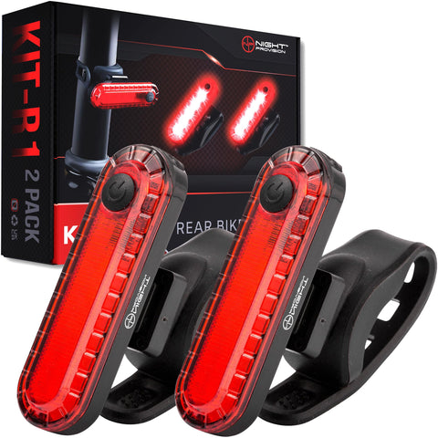 KIT-R1 LED Bike Tail Light 2 Pack USB Rechargeable 330mAh Longer Run-time Rear Cycling Safety Flashers Blinkers 4 Modes (RED & RED)