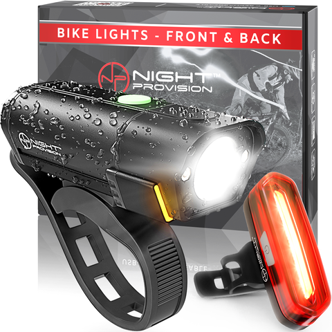 BX-400 Bike Light Set - Powerful Front and Back Lights 12hrs Max Rechargeable Bicycle LED Headlight - 14hr Max Taillight Accessories for Night Riding, Cycling Safety for Adults Kids Men Women
