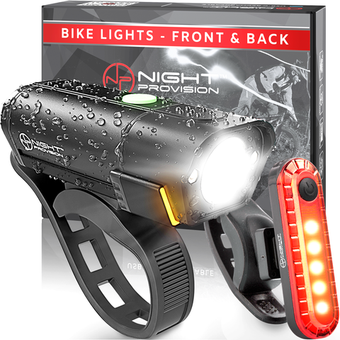BX-500 Bike Light Set - Powerful Front and Back Lights 10hrs Max Rechargeable Bicycle LED Headlight - 18hr Max Taillight Accessories for Night Riding, Cycling Safety for Adults Kids Men Women