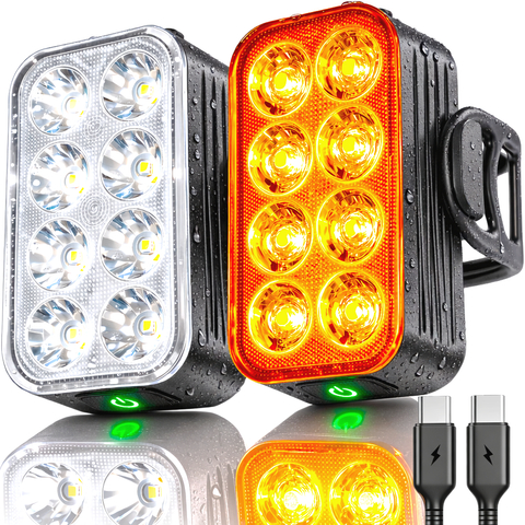 2026 NP-MAX Bike Lights Slim USB-C Rechargeable Front and Back Lights, Front & Rear Taillight Set, Bicycle Light Safety, Mini Bike Light LED, Ebike Riding Accessories, Waterproof, Visible Day & Night