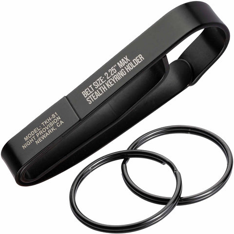 Stealth Tactical Key Ring Holder for Duty Belts, Quick Release Key Clip Stainless Steel w/2 XL Detachable Key Rings Max 2.25" Belt for Police, Correctional, Fire Dept.
