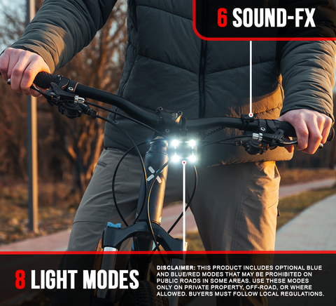 [NEW 2025] ZIREN-V2 High-Traffic Bike Horn Siren Bell & LED Light Super Loud Electric Alert New Control Switch USB-C Rechargeable IPX4 Front and Back Lights (Version 2)