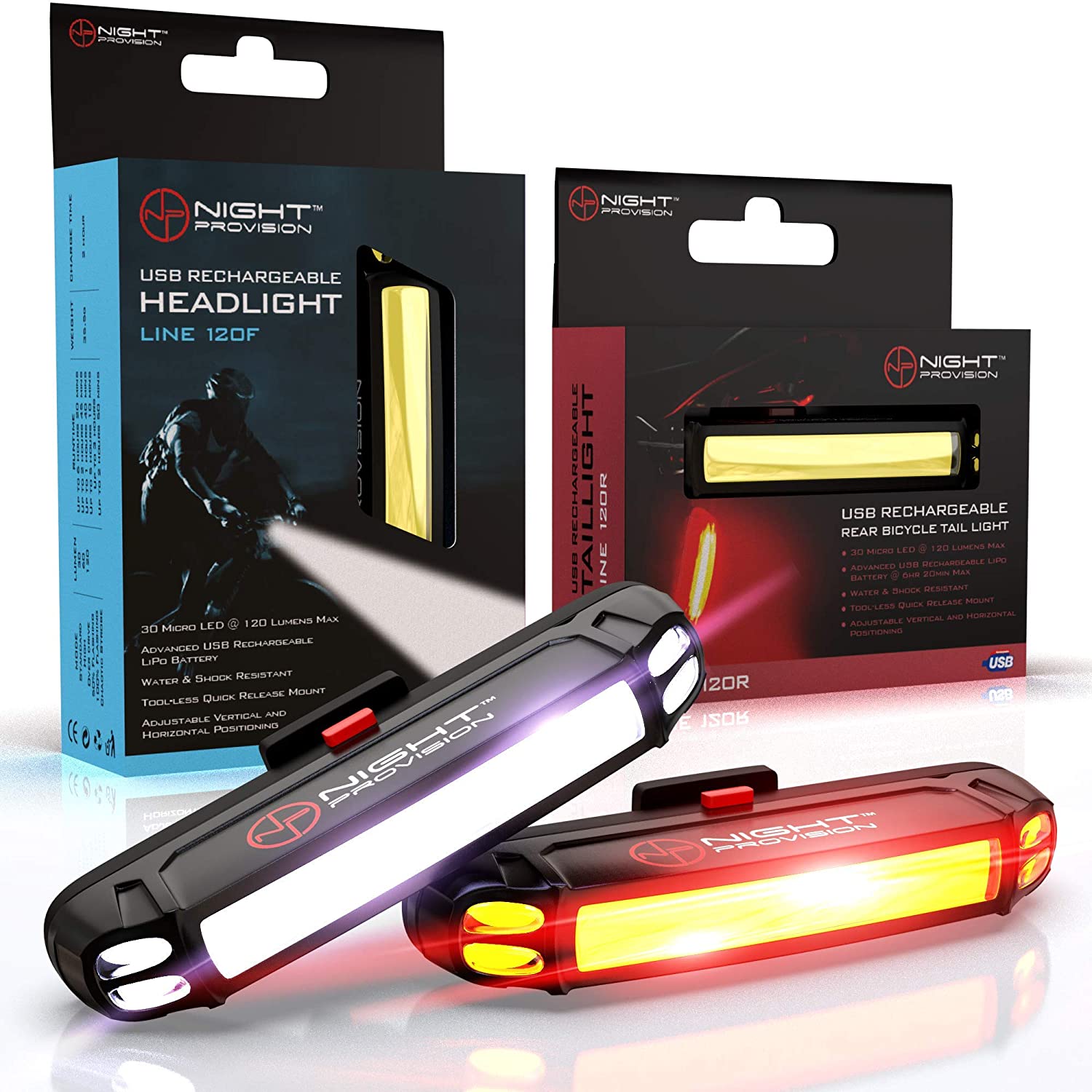 LINE-120 FRONT OR REAR BIKE LIGHT USB RECHARGEABLE LED BICYCLE LIGHTS –