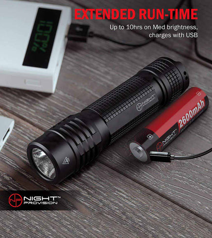 NIGHT PROVISION TX8 EDC TACTICAL FLASHLIGHT USB RECHARGEABLE COMPACT TORCH NICHIA 800 LUMEN LED (USB RECHARGEABLE)