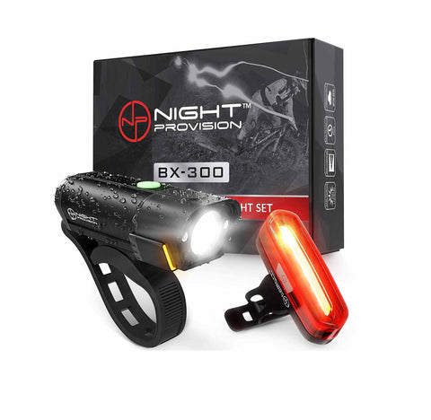 POWERFUL BX-300 CREE XP-G2 BIKE LIGHT SET USB RECHARGEABLE FRONT HEADLIGHT W/ AMBER SIDE ALERT + BONUS FREE REAR LED BIKE LIGHT