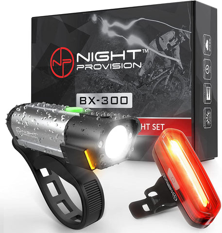 POWERFUL BX-300 CREE XP-G2 BIKE LIGHT SET USB RECHARGEABLE FRONT HEADLIGHT W/ AMBER SIDE ALERT + BONUS FREE REAR LED BIKE LIGHT